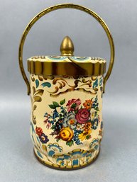 Vintage Murray Allen Regal Crown Confections Covered Tin With Handle.