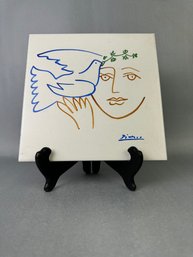 Picasso Face With Dove Reproduction On Tile