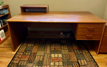 Vintage Teak Veneer Large 2 Drawer Desk