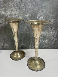 Pair Of Metal Plated Vases