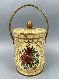 Vintage Murray Allen Regal Crown Confections Covered Tin With Handle.