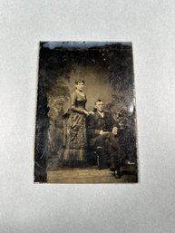 Antique Tin Type Photo Of Man And Woman