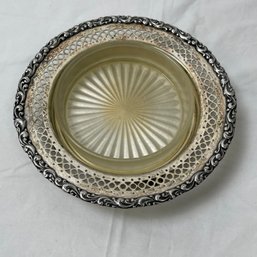 Vtg Plated Silver Tray With Glass Top *Local Pick-Up Only*