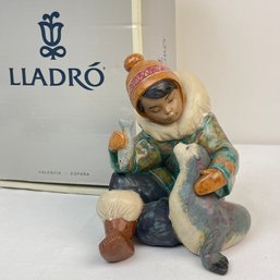 VTG 1990s Lladro Figurine Cold Weather Girl & Seal 12361 IN BOX