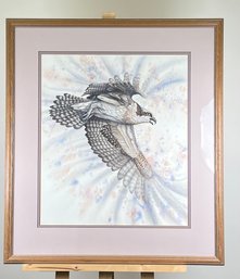 Original Susan LeBow Framed And Signed Watercolor Of A Hawk.