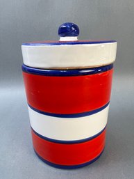 Made In Italy Handpainted Ceramic Covered Canister.