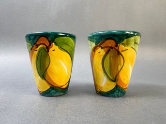 Made In Italy Handpainted Ceramic Shot Glasses Marked Positano