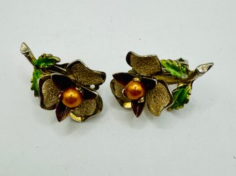 Clip On Flower Earrings