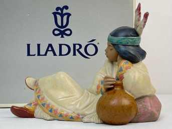 VTG 1990s Lladro Figurine Little Brave Resting Native IN BOX