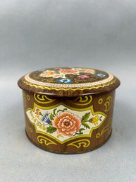 Vintage Covered Candy Tin From England.