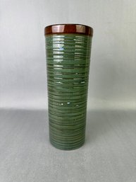 Blue/green Cylinder 10.5 Inch  Vase - Tabularasa Dupinto A Mano -Italy