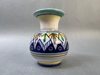 Made In Italy Handpainted Ceramic Small Vase.