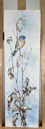 Original Susan LeBow Signed Watercolor Of A Bird On A Branch.