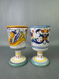 Italian Ceramic Goblets - 6 Inches