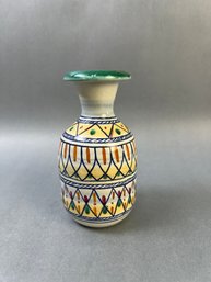 Made In Italy Handpainted Ceramic Vase By Sermat Deruta.