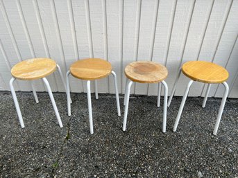 4 Stacking Wood Topped Stools. *LOCAL PICKUP ONLY - NO SHIPPING*