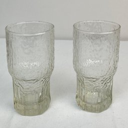 Set Of 2 Textured Glass Cups Water Glasses-local Pickup