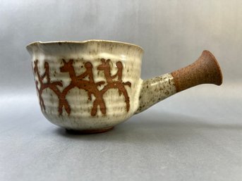 Signed Ceramic Sauce Pouring Vessel.