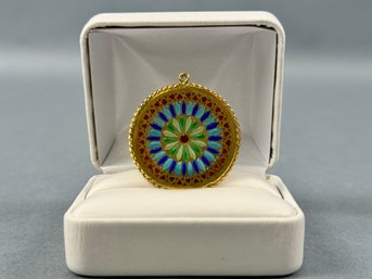 18k Gold Stained Glass Style Charm