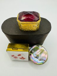 Miniature Trinket Boxes, One With Abalone
