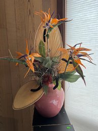 Silk Plants In A Pink Pot. *LOCAL PICKUP ONLY - NO SHIPPING*