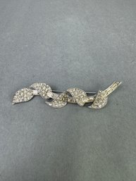 Silver Tone Brooch With Rhinestones