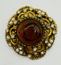 Vintage Gold Tone With Filigree Brooch