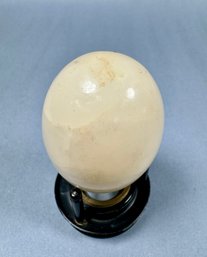White Alabaster Egg With Crack (Stand Not Included)