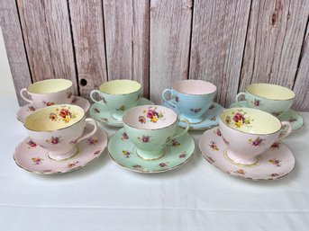 Set Of 7 Teacups & Saucers By Foley From England.