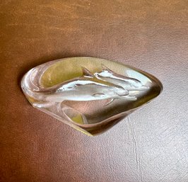 Scandinavian Small Glass Porpoise Scene Paperweight ~ Signed *Local Pick-Up Only*