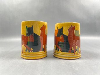 Westcote Bell Pottery By Vaughn Smith Silhouttes Set Of 2 Cat Coffee Mugs