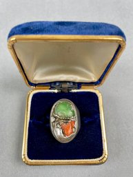 Large Silver Southwest Ring With Stones