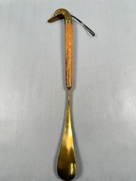 Metal And Wood Shoe Horn With Duck Head