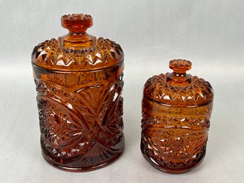 Vintage Imperial Marigold Hobstar Jars