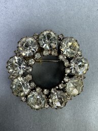 Large Rhinestone Circle Brooch