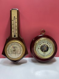 Lot Of 2 Vintage Barometers