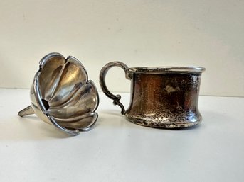 Two Vintage Sterling Pieces Funnel And Small Cup