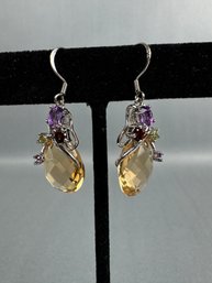 Sterling And Semi Precious Stones Drop Earrings