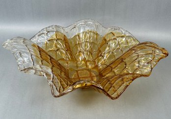 Golden Speckle Murano Art Glass Centerpiece Bowl