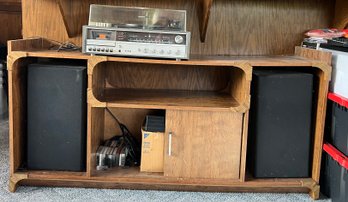 Vintage Sanyo Stereo System With Speakers, Old Cassette Tapes, And Cabinet.  *LOCAL PICKUP ONLY - NO SHIPPING*