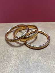 Set Of 3 Gold Filled/gold Tone Bangle Bracelets