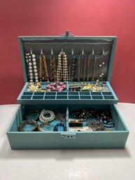 Large Beautiful Lot Of Costume Jewelry In Jewelry Box