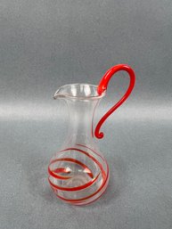 Vintage Red Swirlight Glass Tiny Pitcher