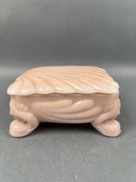 Cambridge Royal Crown Shell Motif Tuscan Pink Cigarette Box With Fish Feet.