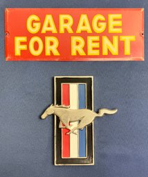 Vintage Garage Wall Sign & Mustang Wall Hanging