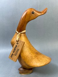 Carved Wood Duck Named Lorna.