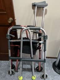 2 Walkers And S Pair Of Crutches. *LOCAL PICKUP ONLY - NO SHIPPING*