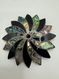 Mexico 925 Abalone Brooch Signed A.R.
