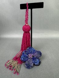 Beaded Tassel And Beaded Pin