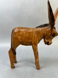 Carved Wood Burro.